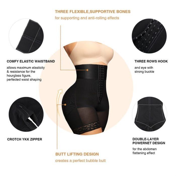 3 Breasted Bodybuilding Girdle High Waist Belly Contracting And Hip Lifting Pants - Image 4