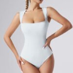 Women's One-piece Set Sleeveless Square Neck Skinny Yoga Bodysuit, Women's Sportswear Clothing - Image 9