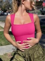 Women's One-piece Set Sleeveless Square Neck Skinny Yoga Bodysuit, Women's Sportswear Clothing - Image 8