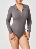 Fashion Long Sleeve Zipper Jumpsuit Seamless Slimming Shapewear For Women Romper - Image 8