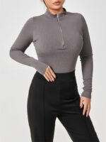 Fashion Long Sleeve Zipper Jumpsuit Seamless Slimming Shapewear For Women Romper - Image 9