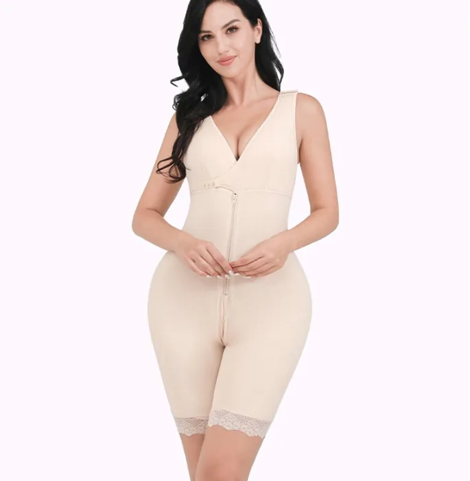Large Size One-piece Shapewear Cotton Cup Open Crotch Postpartum Slimming And Hip Lifting Polymerization Bra Suit - Image 1