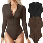 Fashion Long Sleeve Zipper Jumpsuit Seamless Slimming Shapewear For Women Romper - Image 3