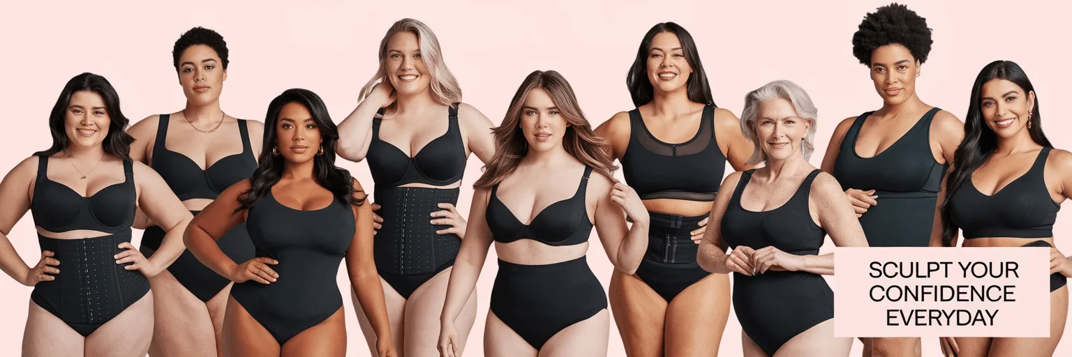 Complete shapewear collection featuring premium bodysuits, waist trainers, active wear and specialized compression garments for all body types