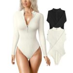 Fashion Long Sleeve Zipper Jumpsuit Seamless Slimming Shapewear For Women Romper - Image 5